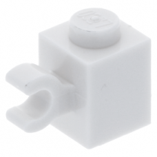 LEGO kocka 1x1 egy oldalán vízszintes fogóval, fehér (60476)